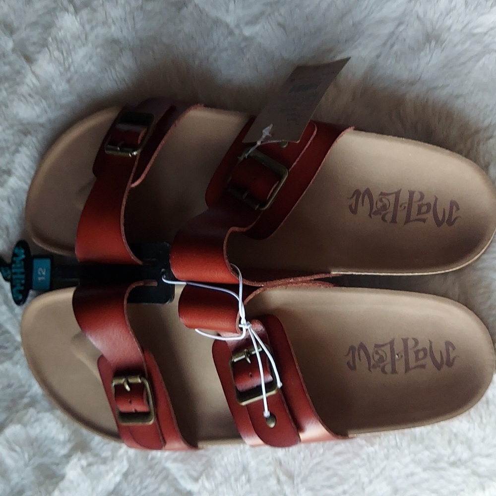 Mens size 12 cognac slides new with tags